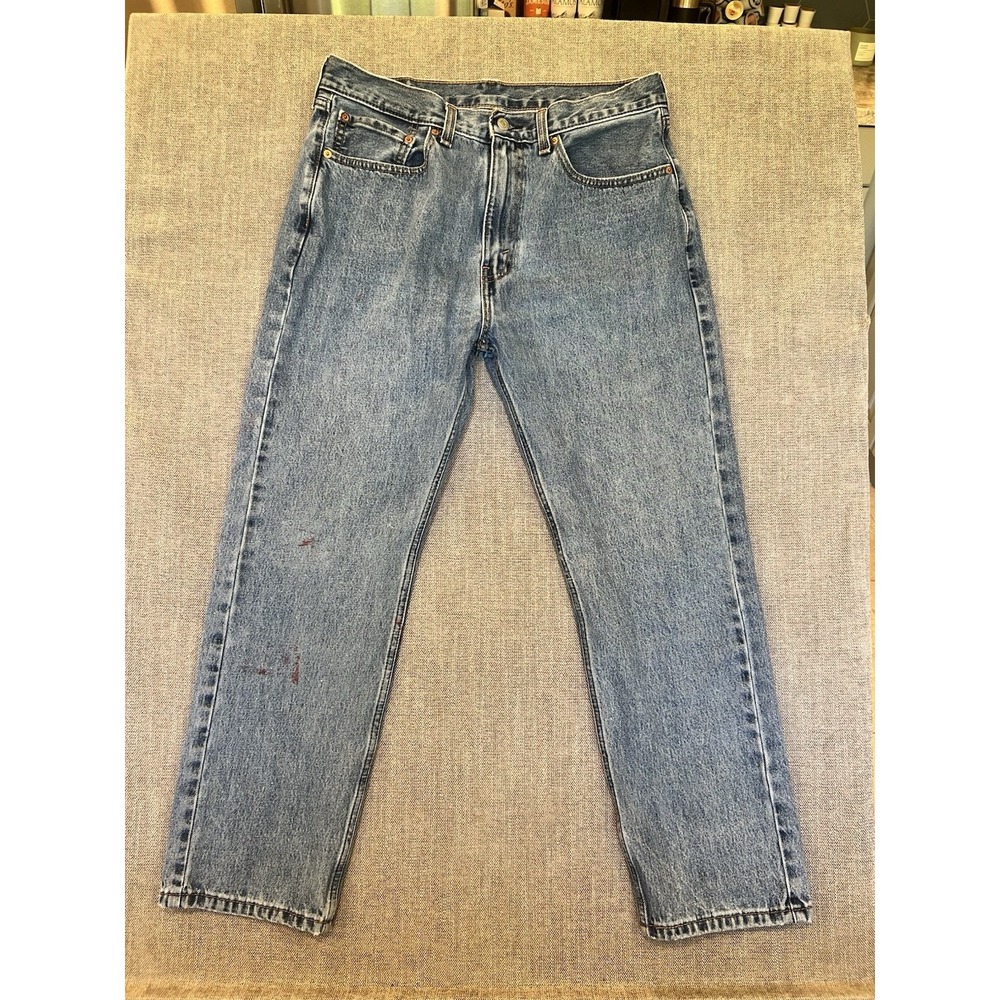 Levi's 505 Regular Fit Jeans Mens 36x30 Blue Denim Paint Stains